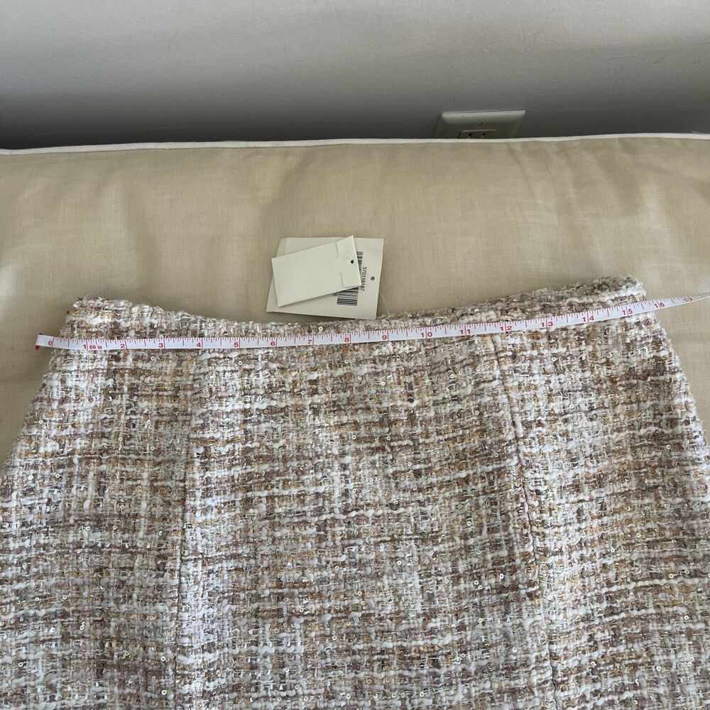 NWT Boston Proper Skirt Blush Pink Gold Metallic Frayed Hem  Glam Preppy sz 10 - Picture 6 of 12
